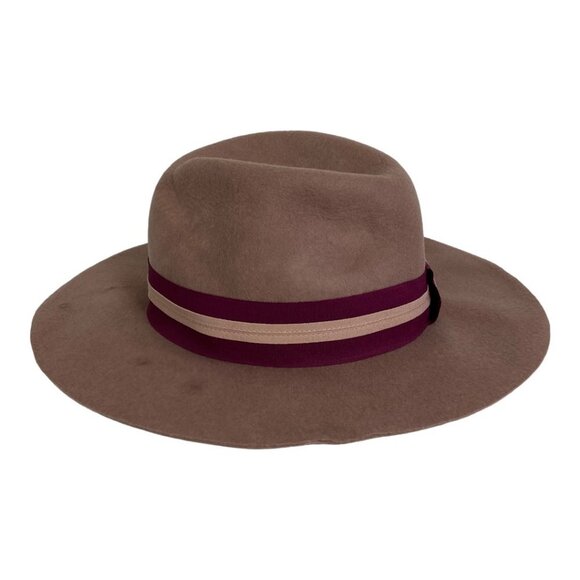 Nordstrom 100% Wool Felt Fedora Hat Rose Pink Adjustable Ribbon Felted Wide Brim - Picture 3 of 8